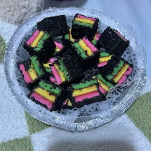 The kids loved the rainbow cookies and had to get them to go!!
