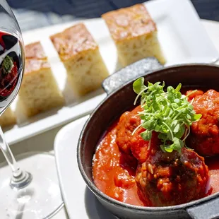 Polpette al Sugo; Napoletana-style meatballs, San Marzano DOP pomodoro sauce, burrata, basil