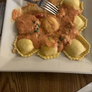 Lobster Ravioli with Rosa sauce
