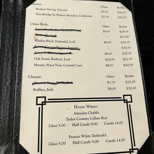 a menu for a restaurant