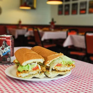 a plate of sandwiches on a table