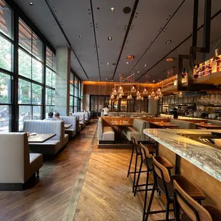 a view of the bar and dining area