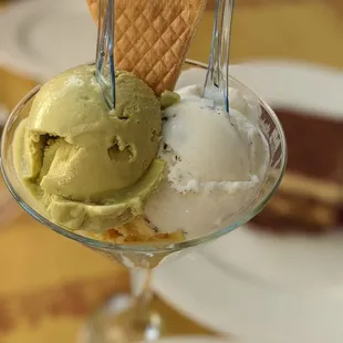 Gelato (Pistachio, Vanilla, Stracciatella) made in house