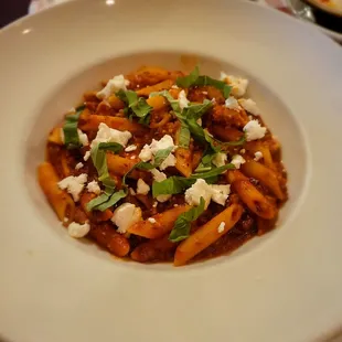 Special: Penne with a Spicy Meat Sauce, Basil and Goat Cheese