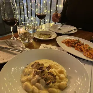 Gnocchi with truffle sauce &amp; Lobster Ravioli