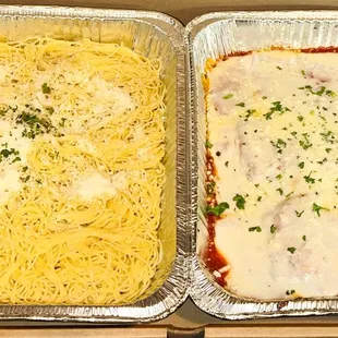 Catering-eggplant parm and capellini pasta