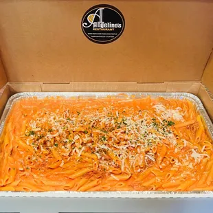 Catering-Full tray of Penne Vodka Prosciutto. Pricing/details on our website.