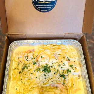 Catering- Half Tray of Fettuccine Alfredo with grilled shrimp