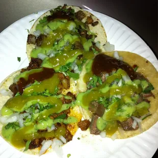 Asada, pastor, and lengua tacos