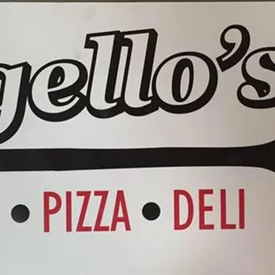 a sign for angello's pizza