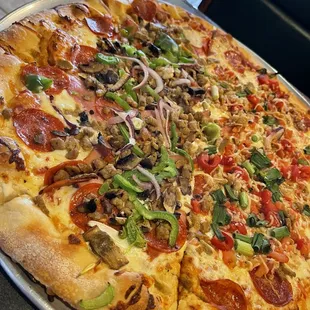 Half Traditional, Half Mama Mia Pizza