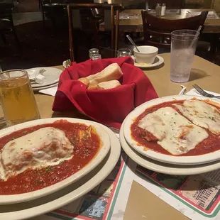 Dinner Lasagna and Ravioli smothered in cheese