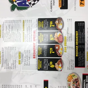 the menu for the restaurant