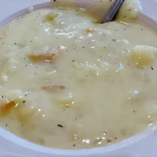 Homemade clam chowder.