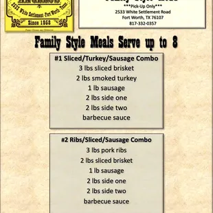 Order one of our family style combos!