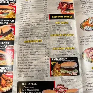 the menu for the restaurant