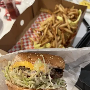 Cheeseburger and fries