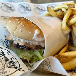 Classic burger and French Fries