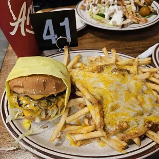 Dbl cheeseburger &amp; chili cheese fries