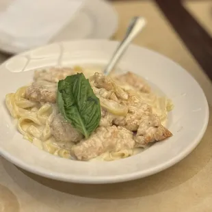 Fettuccine Alfredo e Pollo (chicken was breaded, soggy, and not seasoned)
