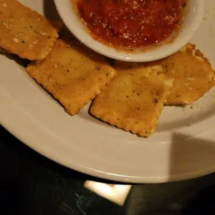 Fried ravioli. Spicy goodness