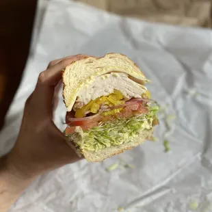 Turkey and Provolone on Dutch Crunch with Everything