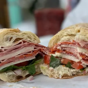 a cut in half sandwich