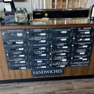 Sandwich menu