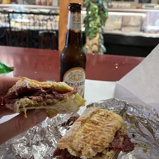Toasted pastrami and beer
