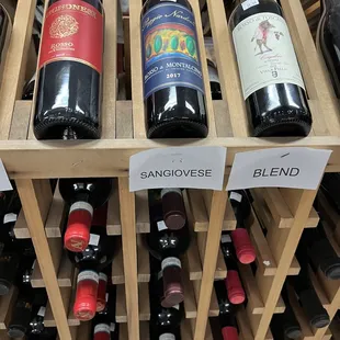 a variety of wine bottles