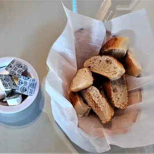 This is the complimentary bread and butter.  Photo taken February 15, 2023.