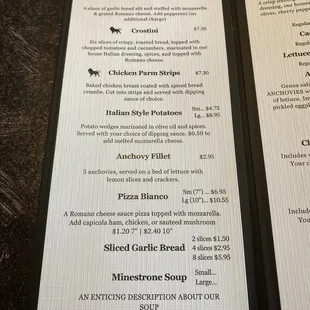 Menu as of April 2024