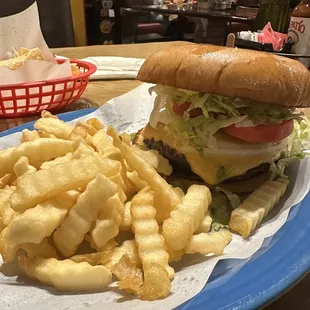 Cheeseburger and fries