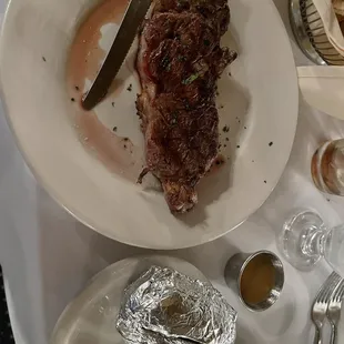 New York strip with baked potato