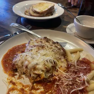 Chicken Parmigiana and bread