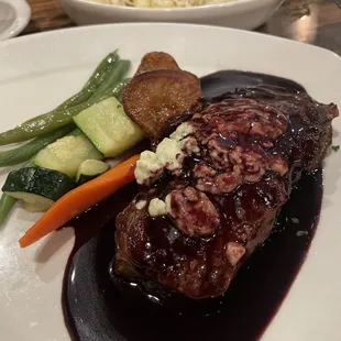 Steak with port reduction- looks better than it was sadly