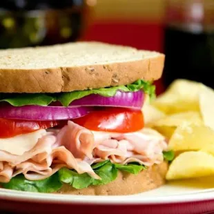 a sandwich and chips