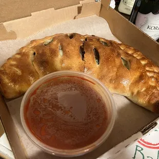 Spinach, Sausage, and Garlic Calzone