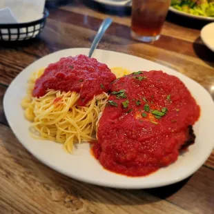 Chicken Parmigiana and  Spaghetti