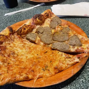 Cheese and meatball pizza!