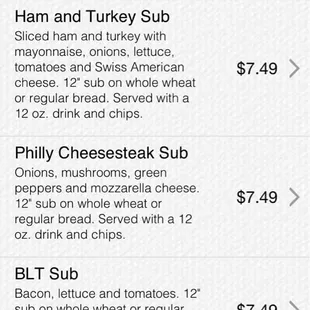 the menu on the iphone