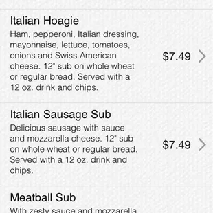 the menu on the iphone