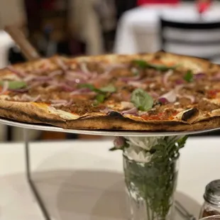 Old-Fashioned Margherita Pizza with sausage and onion