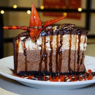 a slice of chocolate cake on a plate