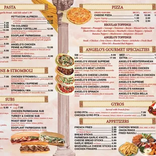 the menu for the restaurant