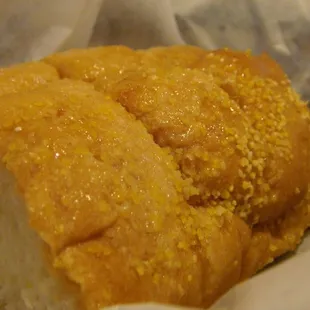 a piece of bread in a basket