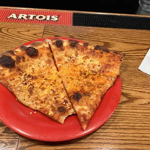 Two slices and a beverage.