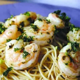 Shrimp Scampi over Angel Hair Pasta