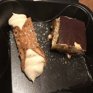 Cannoli and tiramisu! The tiramisu was my husband&apos; favorite, but for me... that cannoli is amazing and overstuffed just the way I like