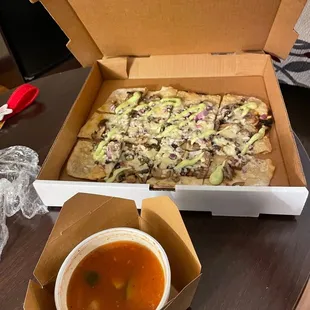 Minestrone soup and fungo flatbread